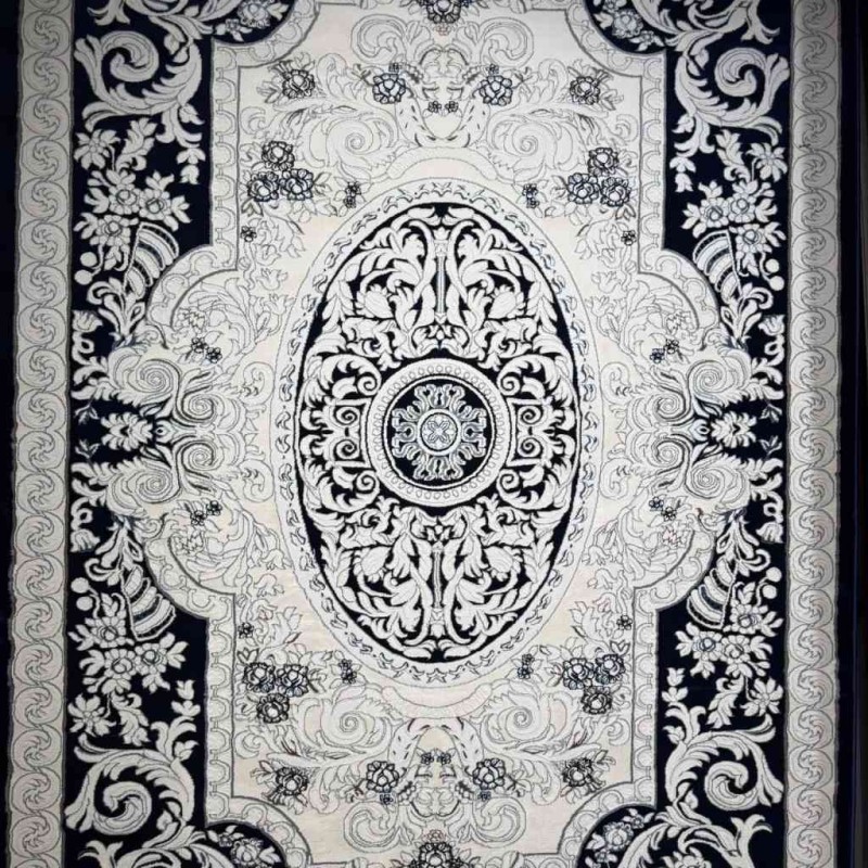 سجاد تركي ياسمين نقش فرنسي 9051A كحلي مقاس 300*400