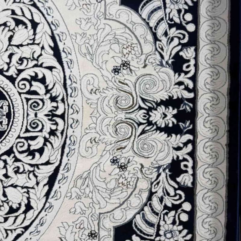 سجاد تركي ياسمين نقش فرنسي 9051A كحلي مقاس 300*400