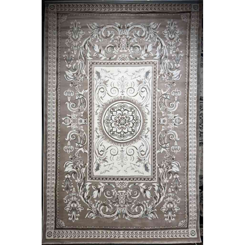 سجاد تركي ياسمين نقش فرنسي 9052A بيج غامق مقاس 80*150