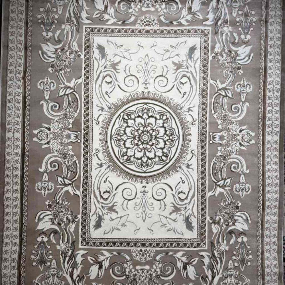 سجاد تركي ياسمين نقش فرنسي 9052A بيج غامق مقاس 80*150