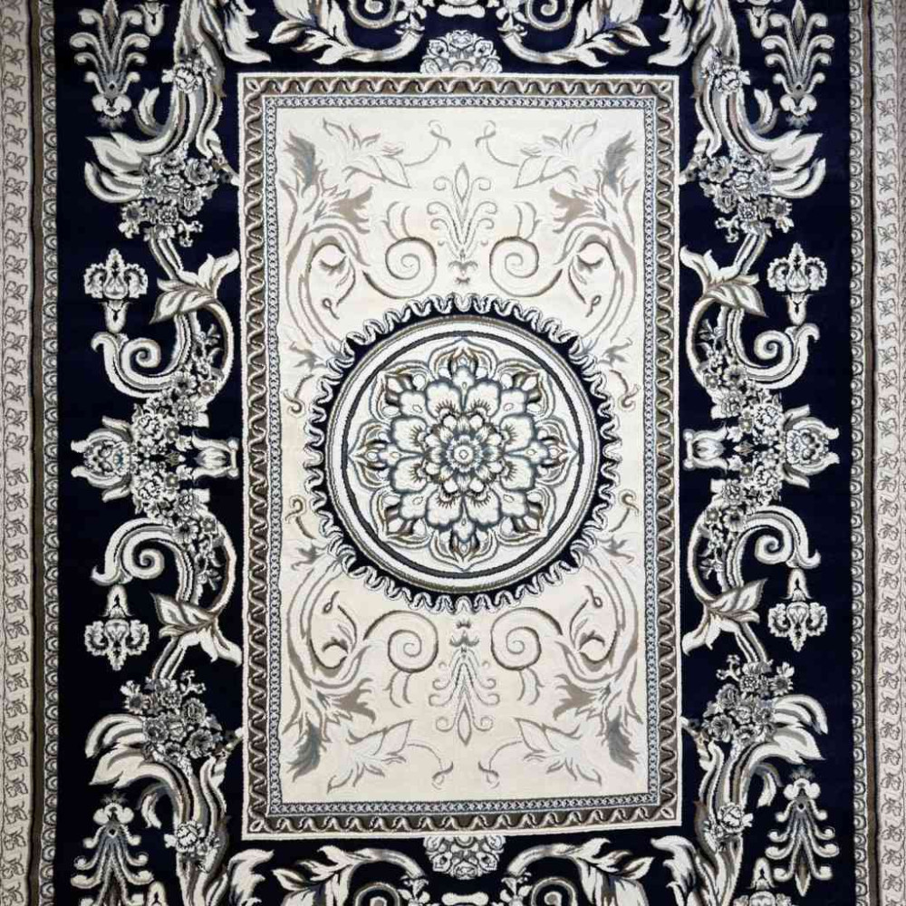 سجاد تركي ياسمين نقش فرنسي 9052A كحلي مقاس 400*500