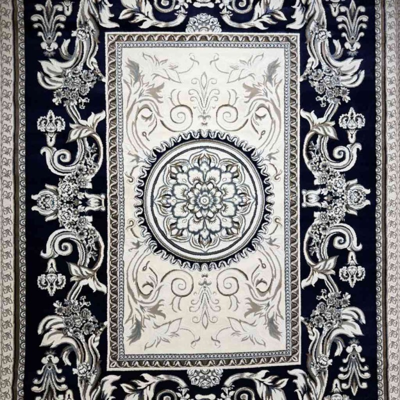 سجاد تركي ياسمين نقش فرنسي 9052A كحلي مقاس 300*400