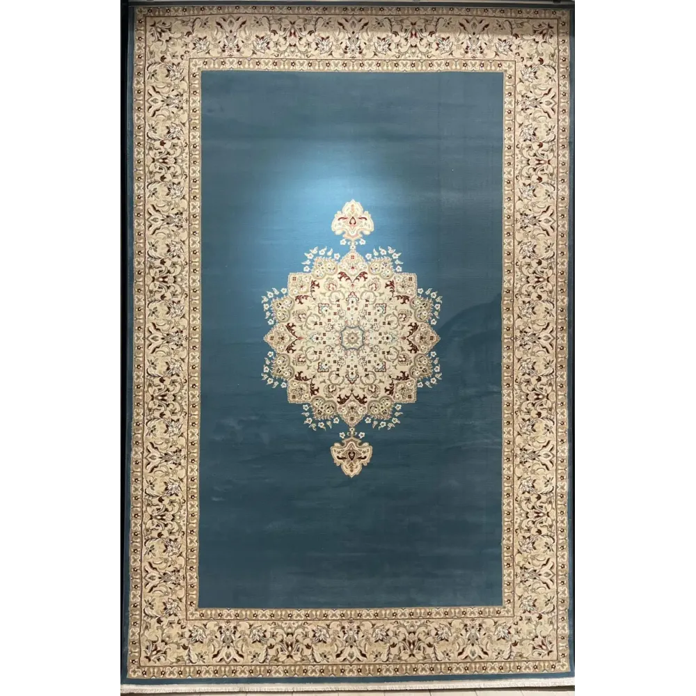 سجاد اصفهان تركي كلاسيك E506B سماوي مقاس 400*400 - اصفهان سجاد تركي كلاسيك