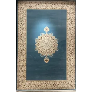 سجاد اصفهان تركي كلاسيك E506B سماوي مقاس 50*80