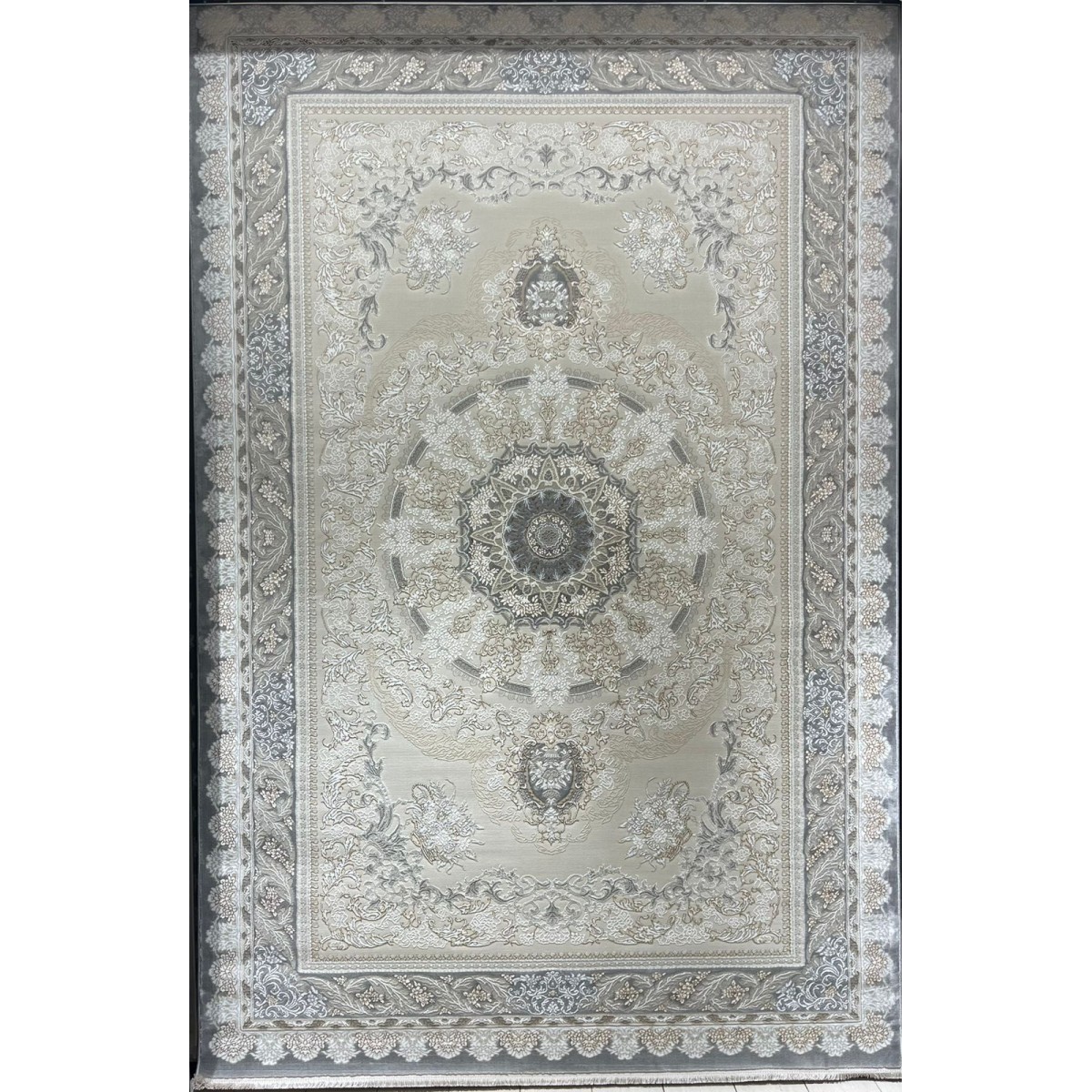 سجاد ميرال تركي كلاسيك EO06A كريم رصاصي غامق مقاس  100*300