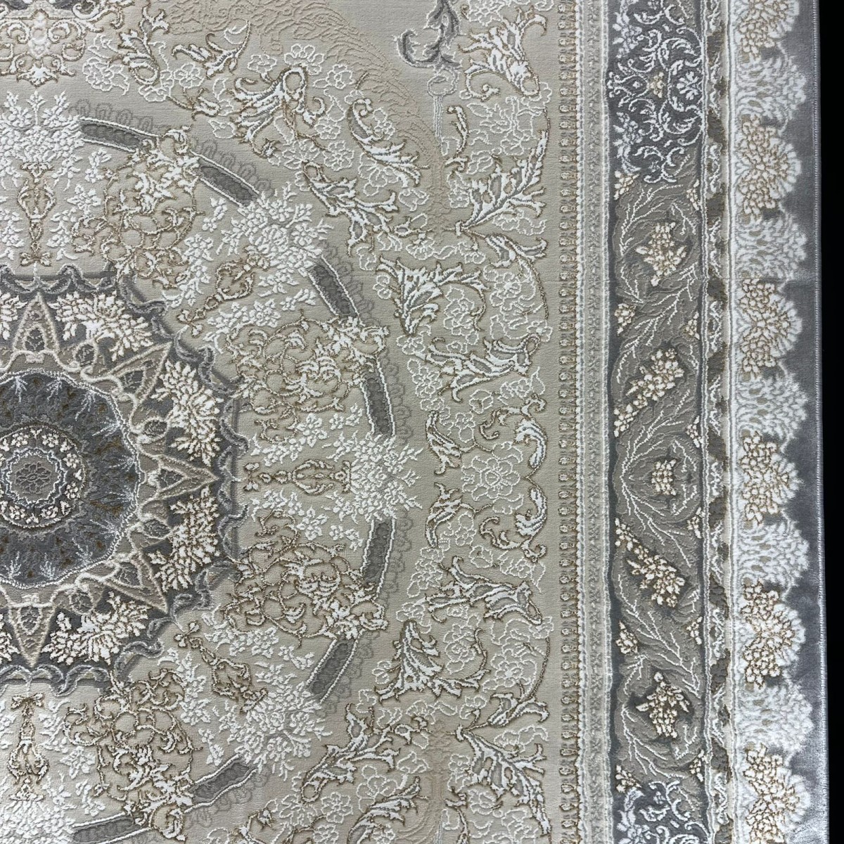 سجاد ميرال تركي كلاسيك EO06A كريم رصاصي غامق مقاس  100*300
