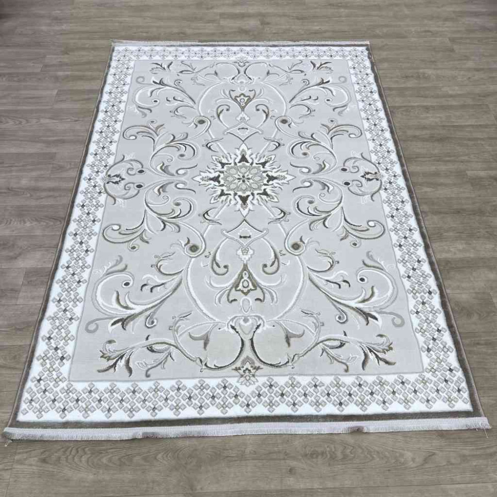 سجاد تركي نرمين نقش فرنسي AM77A كريم بيج فاتح مقاس 100*200