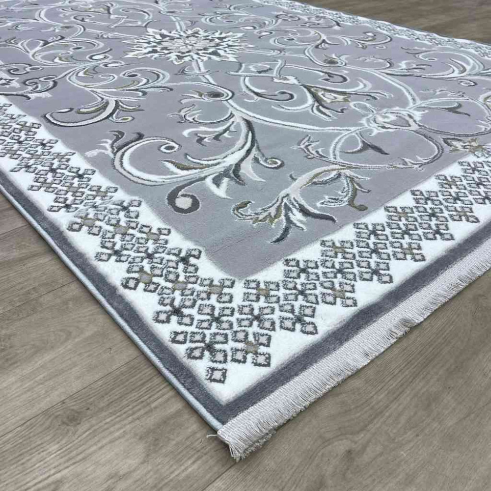 سجاد تركي نرمين نقش فرنسي AM77A رصاصي مقاس 100*200