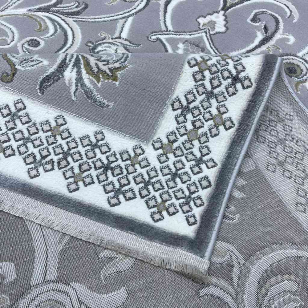 سجاد تركي نرمين نقش فرنسي AM77A رصاصي مقاس 100*200