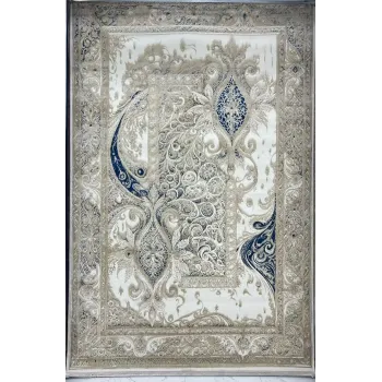 سجاد نيو بوهيمي تركي كاشان ثري دي 8339B سماوي مقاس 100*300