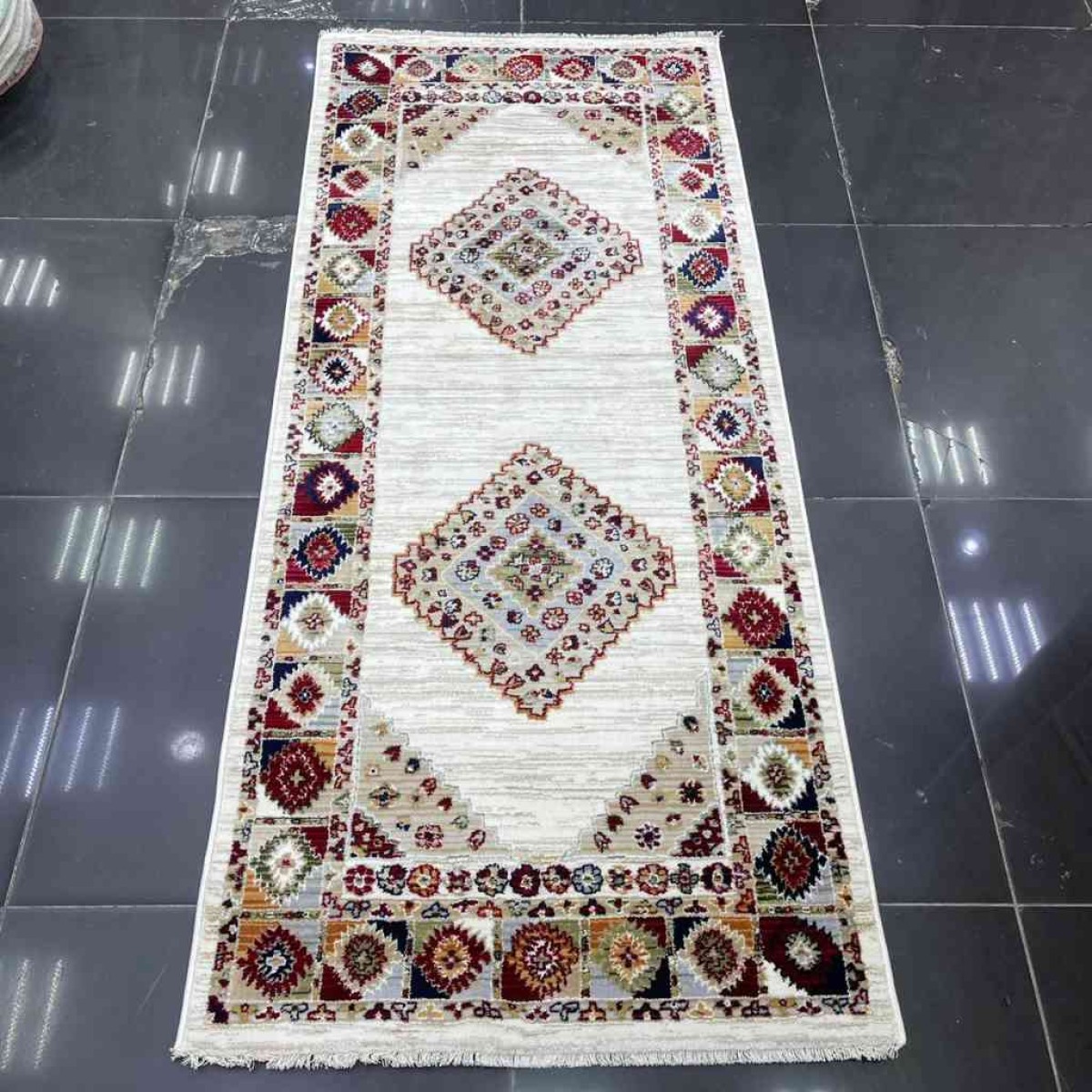 سجاد تركي بوهيمي A1588A بيج كريم مقاس 100*300 سجاد تركي بوهيمي A1588A بيج كريم مقاس 100*300