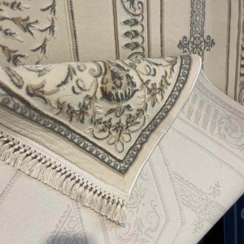 سجاد تركي ديفان 40989A كريم رصاصي مقاس 400*600
