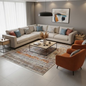 سجاد بوهيمي تركي امبيرا KO80A بيج انثراسيت مقاس 50*80