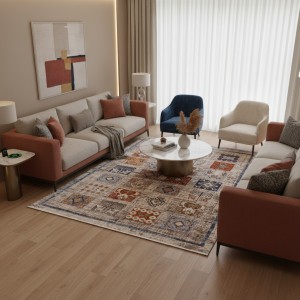 سجاد بوهيمي تركي امبيرا O307G بيج مولتي روز مقاس 300*400