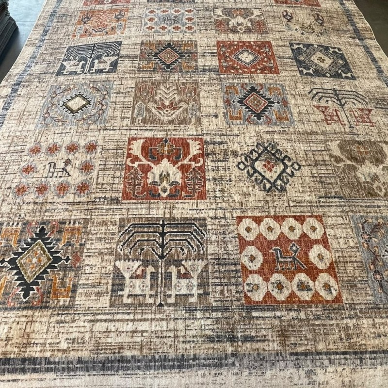 سجاد بوهيمي تركي امبيرا O307G بيج مولتي روز مقاس 300*400