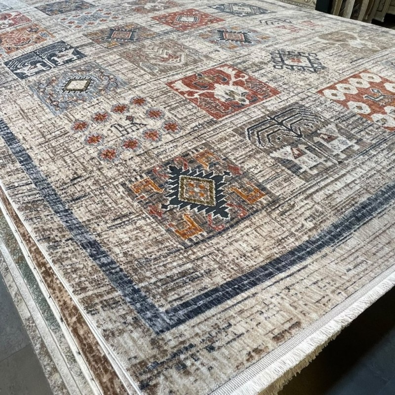 سجاد بوهيمي تركي امبيرا O307G بيج مولتي روز مقاس 300*400
