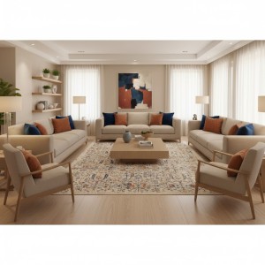 سجاد بوهيمي تركي امبيرا KP73A كريم سماوي غامق مقاس 250*350