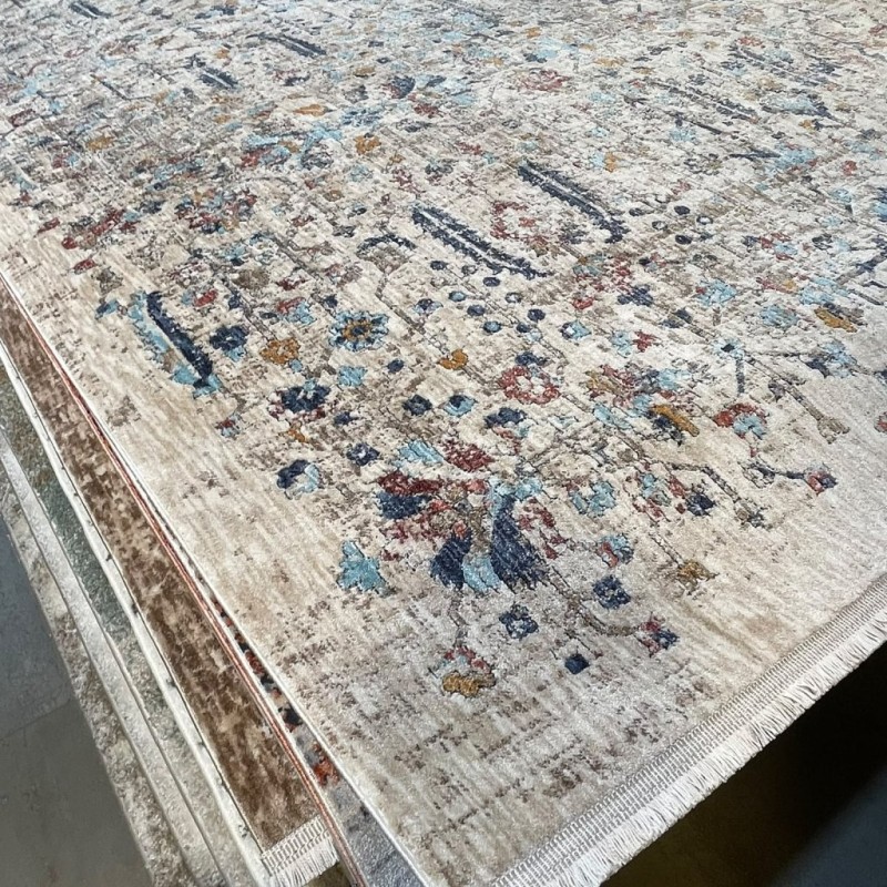 سجاد بوهيمي تركي امبيرا KP73A كريم سماوي غامق مقاس 250*350
