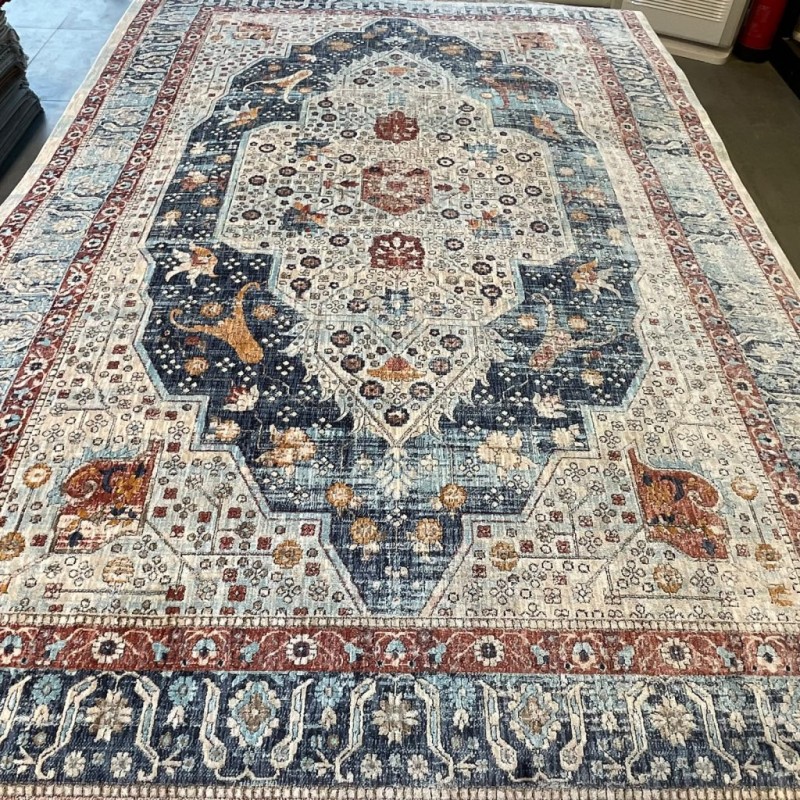 سجاد بوهيمي تركي امبيرا KP81B كريم سماوي غامق مقاس 200*300