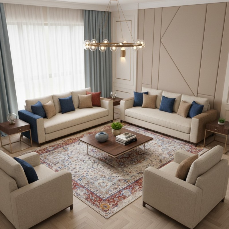 سجاد بوهيمي تركي امبيرا KP82C كريم احمر مقاس 300*400