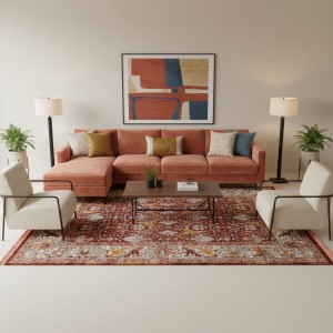 سجاد بوهيمي تركي امبيرا KP94D احمر كريم مقاس 200*300