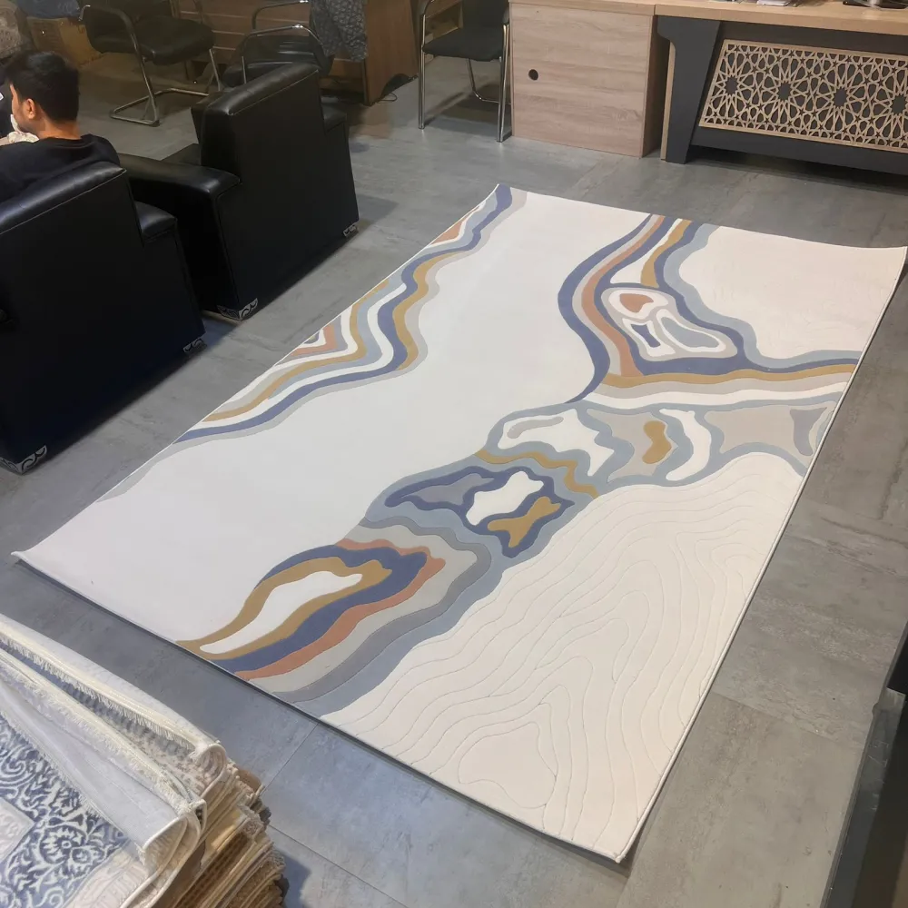 سجاد تركي سهم F0750A ابيض سماوي مقاس 80*150