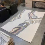 سجاد تركي سهم F0750A ابيض سماوي مقاس 100*300