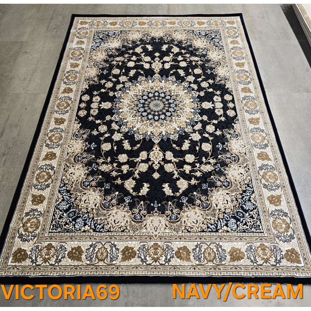 Turkish Victoria rug F269A navy size 250*350