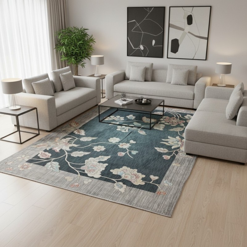 سجاد مود بوهيمي تركي J593AC انثراسيت رصاصي مقاس 200*300