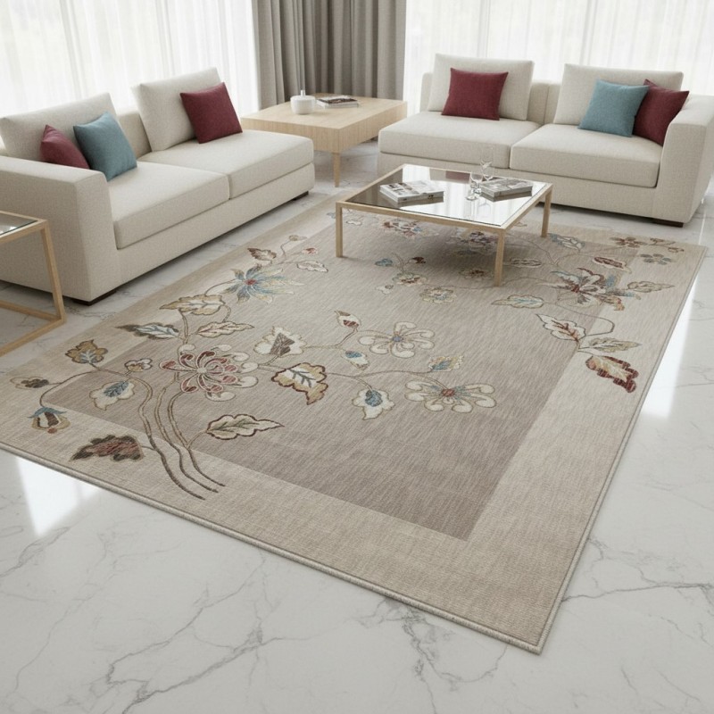 سجاد مود بوهيمي تركي J593AC بيج كريم مقاس 150*220