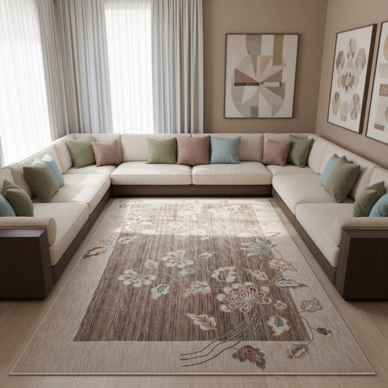 سجاد مود بوهيمي تركي J593AC بني مقاس 80*150