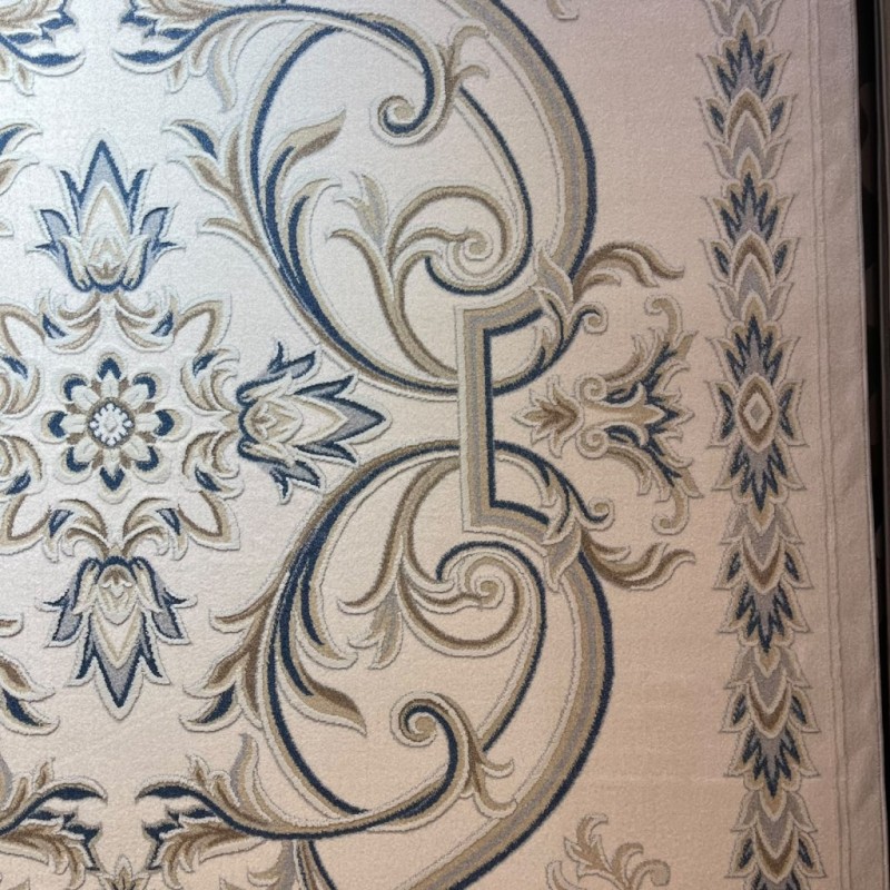 سجاد اويال تركي 9661D ابيض سماوي مقاس 150*220
