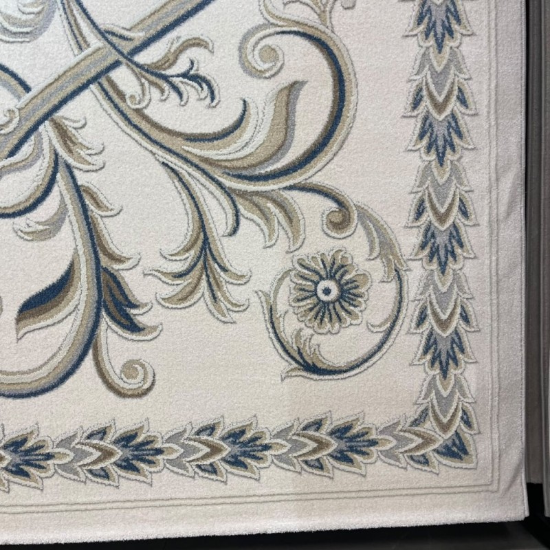 سجاد اويال تركي 9661D ابيض سماوي مقاس 150*220