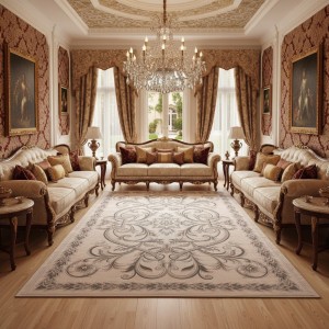 سجاد اويال تركي 9661D ابيض رصاصي مقاس 300*400