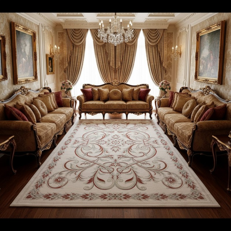 سجاد اويال تركي 9661D ابيض تيرا مقاس 200*300