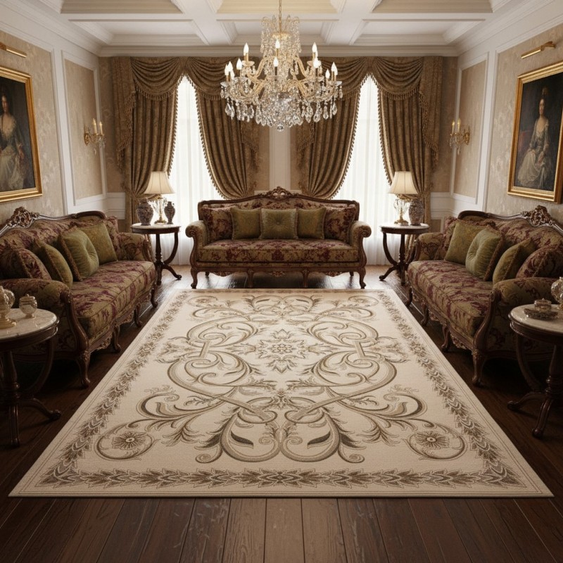 سجاد اويال تركي 9661D ابيض بيج مقاس 200*300